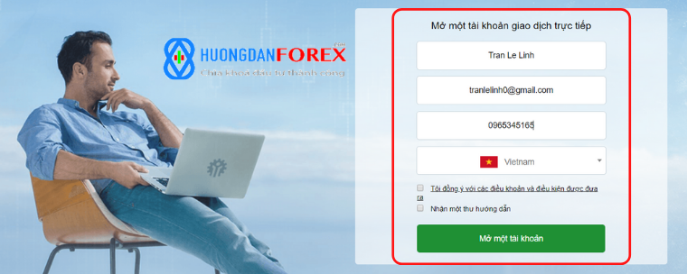 Bước 2 Mở tài khoản InstaForex